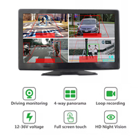 Système de surveillance IA avec écran 10,1 pouces, caméra de recul quadri-écrans, kit caméra BSD 4 canaux avec haut-parleur pour camions, bus et engins de construction