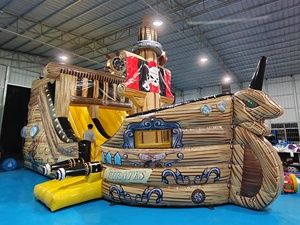 Château gonflable en PVC ignifugé d'extérieur, terrain <span class=keywords><strong>de</strong></span> jeu gonflable pour enfants, thème <span class=keywords><strong>de</strong></span> <span class=keywords><strong>bateau</strong></span> <span class=keywords><strong>pirate</strong></span>, parcours d'obstacles - Product Image 2