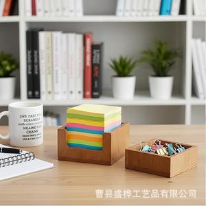 Wooden Memo Box Desktop Storage Organizer Natural <b>Wood</b> Polished Edges Non Slip Base Office <b>Desk</b> Stationery Holder - Product Image 5
