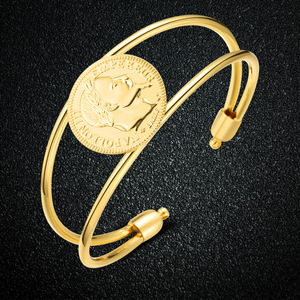 Bracelets de poignet en <span class=keywords><strong>or</strong></span> plaqué 18 carats à la mode, avec pièce de monnaie <span class=keywords><strong>Napoléon</strong></span> Bonaparte, pour femmes - Product Image 4