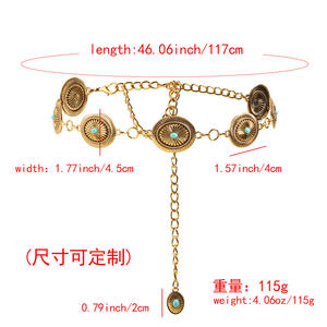 Carved Bohemian Ethnic Style <b>Metal</b> Waist <b>Chain</b> Light Luxury All-match Pants <b>Chain</b> Body <b>Chain</b> Female Waist Decoration - Product Image 2
