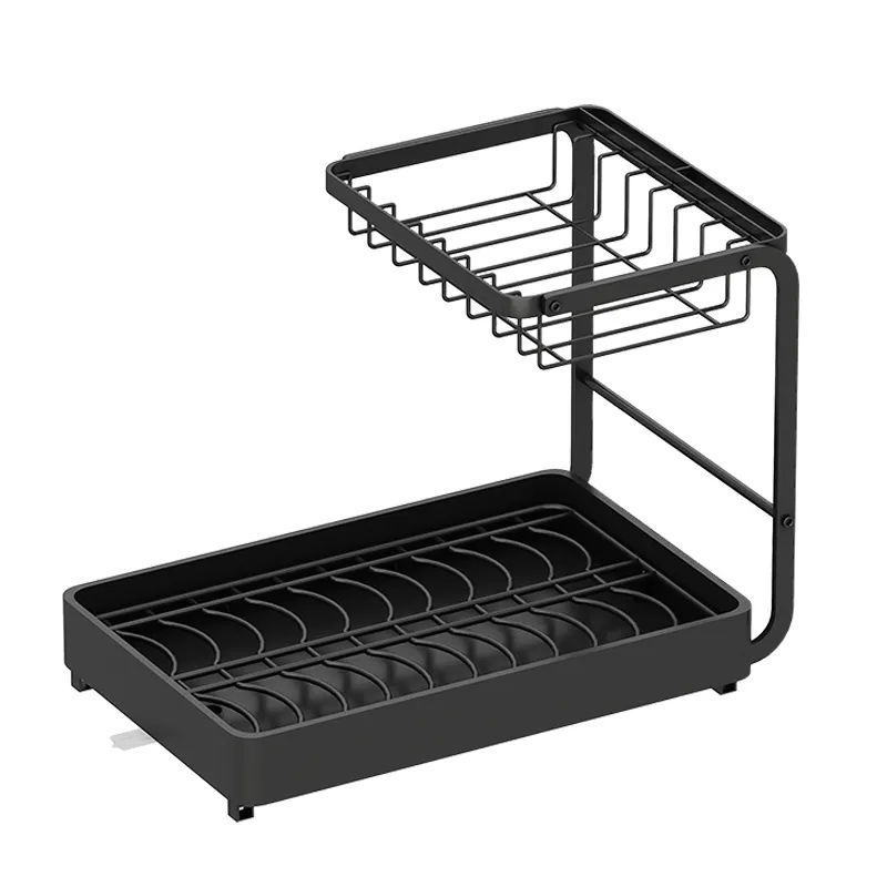 Metal 2 Tier Secagem Rack Dish Organizer Rack Kitchen Stand Dish Drainer 4 Modelos Escolha Preto e Branco