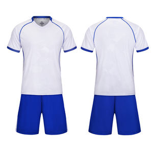 Set jersey sepak bola anak laki-laki dan perempuan, pakaian sepak bola poliester 100% warna-warni desain kustom bersirkulasi latihan sepak bola - Product Image 5