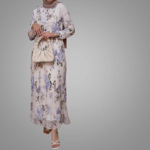 New Arrival <strong>Abaya</strong> Latest <strong>Models</strong> Fashion Floral Long Sleeve Pleated <strong>Abaya</strong> Women Muslim Dress Islamic Clothing Wholesale - Product Image 2