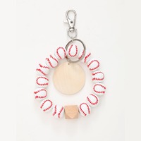 Bracelet porte-clés en perles de bois de baseball, sangle de poignet, souvenir sportif, cadeau promotionnel