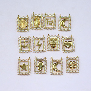 CZ8702 nouveau 18k or cz <span class=keywords><strong>micro</strong></span> pavé diamant vierge marie croix scapulaire pendentif breloques avec double deux boucles - Product Image 6