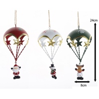 Metall-Fallschirm-Weihnachtsglocken-Ornamente, Weihnachtsmann, Schneemann, Rentier, Eisenanhänger für Weihnachtsbaum, Hängedekoration, Feiertagsdeko, Geschenk