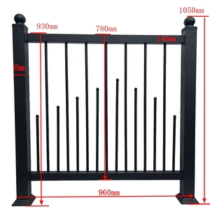 1050*960MM Black Metal Stair Railing Installation Kit Outdoor <strong>Handrail</strong> Horizontal Use Wrought Iron Hand Rails for Porch Deck - Product Image 2