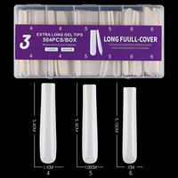 Puntas de Uñas de Gel Transparente Extra Largas XXXL, Material ABS Suave, Cobertura Media/Total, Forma Ataúd, Venta al por Mayor, Logotipo de Marca Personalizado