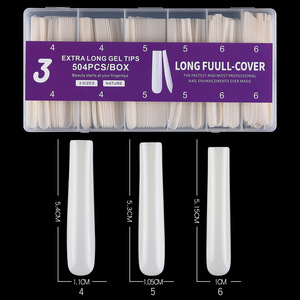 Punte per Unghie in Gel Trasparente Extra Lunghe XXXL, Materiale Morbido ABS, Copertura Parziale o Completa, Forma Coffin, Vendita all'Ingrosso, Logo Personalizzato - Product Image 6