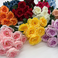 Bouquet de roses artificielles 9 têtes, bouquet de fleurs en soie vintage pour fête, bouquet de mariée, arrangement floral de mariage