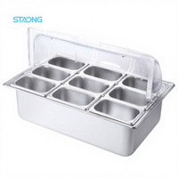 Conteneur de présentation et de stockage alimentaire en acier inoxydable, plusieurs zones de température, forme rectangulaire/carrée, anti-poussière, pour sushis et fruits de mer