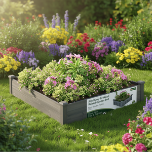 Fioriera rialzata Gardenia in legno di abete grigio massiccio 2x10FT con tessuto non tessuto per fiori e piante - Product Image 2