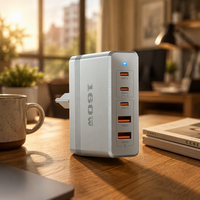 Chargeur mural GaN 160W PD 3C2A multi-ports, adaptateur de charge rapide, prise EU, distribution d'alimentation intelligente pour ordinateur portable et appareils mobiles