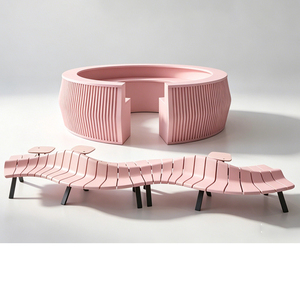 Elegant Wooden Art Reception Counter Custom Furniture for Hotel Villa Airport Club Interior Decoration - Product Image 1