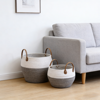 Panier de rangement en papier YC, tressé à la main, décoration moderne pour la maison, grand format, écologique, avec poignée, multifonction, XXL, ovale, haut
