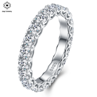 Bague éternité en moissanite creuse en forme de cœur 2,2 CTW, argent sterling S925, diamant complet, élégante, accessoire de mode pour mariage