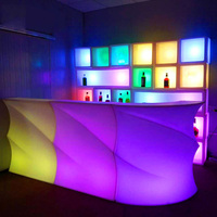 Comptoir de bar lumineux à LED, portable, télécommande, couleurs RVB changeantes, pour événements, fêtes, clubs, mobilier LED, bar de plage mobile