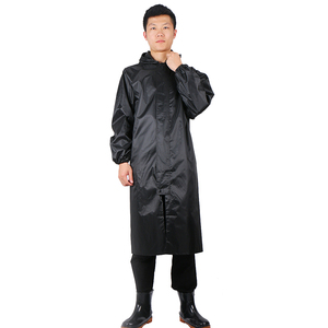 Aeofa-chubasquero impermeable de talla única para <span class=keywords><strong>hombre</strong></span>, abrigo largo con capucha, impermeable, color negro, con protección reflectante en la espalda, 100% - Product Image 2