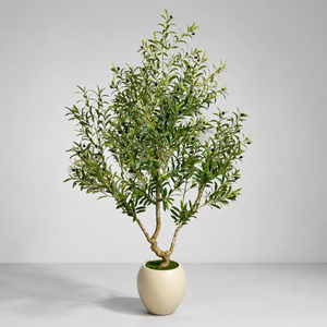 Albero di <span class=keywords><strong>Ulivo</strong></span> Artificiale da Interno di Alta Qualità, 2,1 Metri, con Vaso <span class=keywords><strong>Bianco</strong></span>, per Decorazione Domestica - Product Image 1