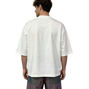 T-shirt homme personnalisé en coton 100% uni, surdimensionné, impression possible, 200 g/m², tissu épais - Product Image 3