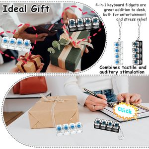 <b>Keyboard</b> Fidget Keychain 4 In 1 Decompression Button Clicker Toy For Stress Relief Unisex Plastic Age 8 To 13 Years - Product Image 4