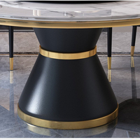 Plateau rond en marbre du Guangxi au design moderne avec table à manger à base de métal