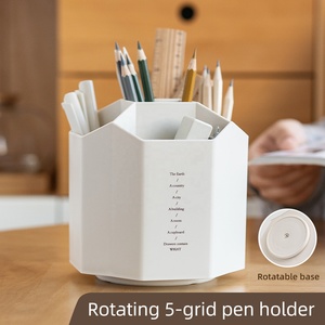 5-grilles 360 °   Porte-crayons rotatif de bureau, rangement portable pour fournitures de bureau, porte-stylos rotatif pour bureau, école, table - Product Image 6