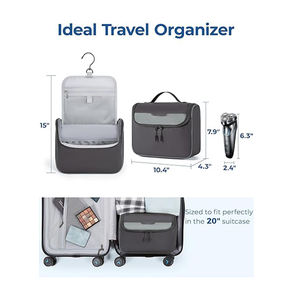 Sac <span class=keywords><strong>de</strong></span> toilette suspendu en polyester résistant à l'eau <span class=keywords><strong>avec</strong></span> logo personnalisé et rotation à 360° °   Crochet pivotant pour hôtel/gym/camping, vente en gros disponible - Product Image 2