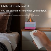 Lampe LED colorée en forme carrée pour la maison, le camping, 280 ml, USB, effet flamme de feu de camp, diffuseur d'huiles essentielles avec télécommande