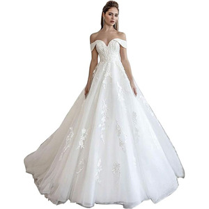 Elegant Off-Shoulder Lace Wedding Dress White Ball Gown Sweetheart Neckline Tulle <b>Applique</b> Bridal Dress - Product Image 5