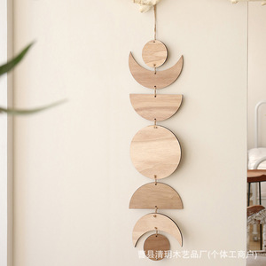 Décoration murale minimaliste en bois, forme géométrique, couleur bois naturel, décoration intérieure pour chambre à coucher, ornement d'intérieur - Product Image 1