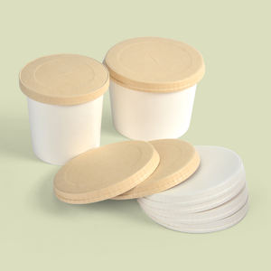 Tapa de vaso de papel desechable biodegradable SenAng01, tapa de vaso de moldeo de pulpa, papel de forma redonda de fácil apertura, blanco o marrón - Product Image 1