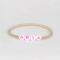 Bracelets personnalisés en acier inoxydable avec perles, bracelet avec initiale personnalisée, bijoux hypoallergéniques, résistants au ternissement