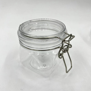 Pot carré transparent en PET de 350 ml avec couvercle à clapet pour soins de la peau, sels de bain, beurre corporel, boue faciale - Product Image 5