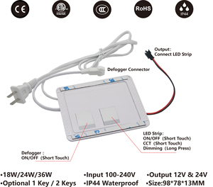 ETL TUV-CE zertifizierter IP44 24W LED-Treiber 12V/24V Klasse <span class=keywords><strong>2</strong></span> Berührungs <span class=keywords><strong>sensor</strong></span> und induktive Schalter für Badezimmer-LED-Spiegel - Product Image 4
