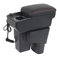 Voiture coréenne 3 glissière USB noir accoudoir de voiture boîte de rangement Console centrale rotative en cuir PU pour Hyudai Accent/Reina 2008-2016