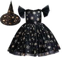 Kinderen Halloween Cosplay Kostuum Meisje Jurk Met Heks Hoed Pluizige Prinses Meisjes Kleding Meisjes Feestjurk Voor Jaar 1-10