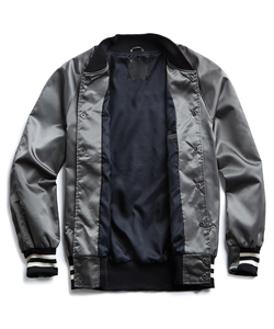 Blousons bombardiers <span class=keywords><strong>Varisity</strong></span> pour hommes, coupe-vent surdimensionné, vestes de baseball en satin personnalisées - Product Image 4