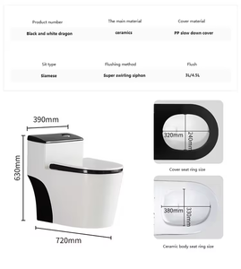 Phong cách hiện đại tầng gắn màu đen trắng dễ dàng làm sạch gốm một mảnh phòng tắm nhà vệ sinh commode nước Closet nhà vệ sinh - Product Image 5