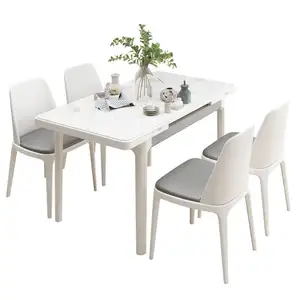 矩形餐桌套装经典4/6座椅现代软垫pu椅餐桌套装