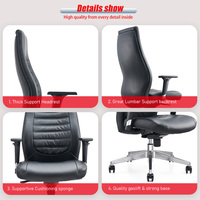 6734A Chaise de bureau pivotante en cuir PU pour manager, chaise de direction en cuir PU, chaise de bureau pour manager