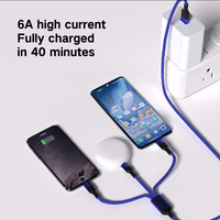 Kabel Micro USB Tipe-C Nylon Kepang 1 Meter, Pengisi Daya Cepat 3 in 1 untuk Ponsel, Laris Terjual