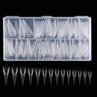 Faux Ongles Professionnels Droits et Pointus en Acrylique, Capsules d'Extension des Ongles en Gel UV, Double Forme pour Ongles
