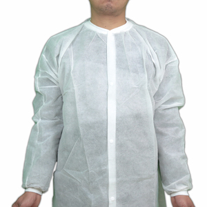 Einweg-Medizin mantel für Erwachsene Durable White Coat <span class=keywords><strong>2</strong></span> Taschen mit gestrickten Manschetten und Kragen (S-3XL) - Product Image 1