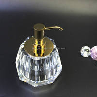 Distributeur de savon liquide artisanal en verre cristal transparent style féerique pour hôtel, maison, salle de bain – Cadeau haut de gamme fait main