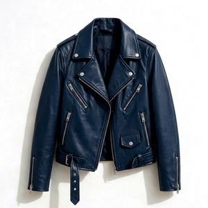 Veste moto en cuir PU pour homme, col rabattu, fermeture éclair, coupe ajustée, couleur unie, manches classiques, automne - Product Image 1