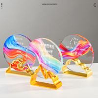 Trophée personnalisé haut de gamme en cristal et métal avec design ajouré et gravure gratuite pour la reconnaissance annuelle des employés