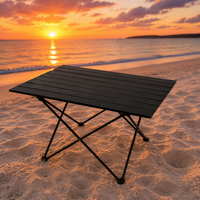 Table de camping pliante noire de haute qualité, portable, en alliage d'aluminium, avec plateau à lattes, style chinois, pour pique-nique et barbecue en extérieur