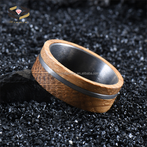 Anillo de madera de barril de whisky sólido Natural de 8mm para hombres, joyería de madera, anillo de compromiso de boda de tungsteno de moda - Product Image 5